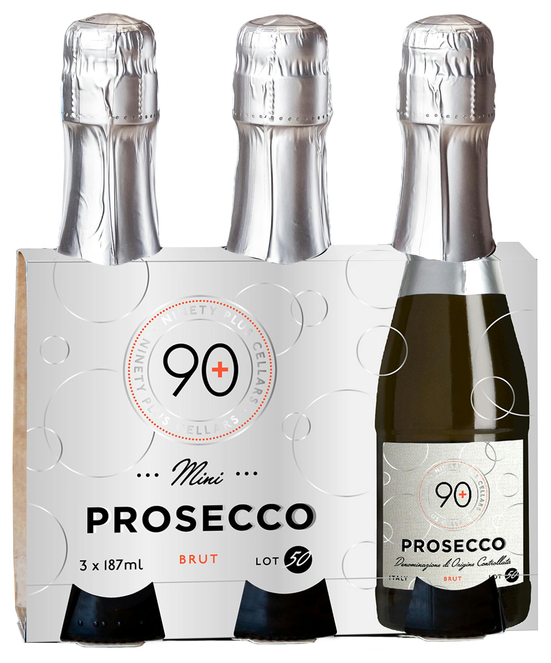 90+ Prosecco, Pack of 3, 187ml